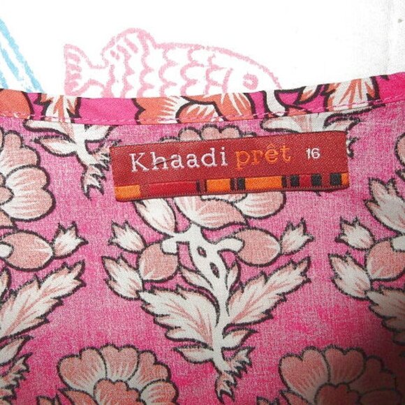 Khaadi Pret EMBROIDERED Kurta DRESS Size 16 MIX PRINT Long Sleeves COTTON Light - Picture 4 of 10